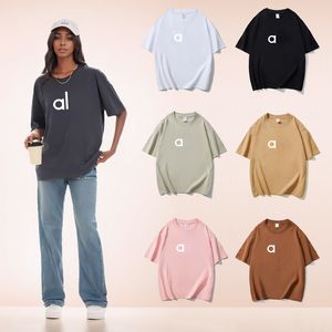 AL-Lady Yoga T-Shirts All Day Crew Neck Tee Short Sleeve Sweatshirts Airy Soft Laidback Pullover Unisex Versatile Quick Dry Slouchy Baggy Running Studio To Streetwear