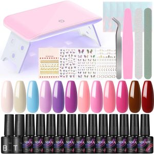 Jerseys Manicure Set z Narzędzia do paznokci Zestaw lakieru do paznokci z lampy Lampa UV Paznokcie zanurz narzędzia do manicure