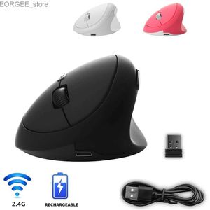 Möss ergonomiska vertikala mus 2.4G trådlös USB -uppladdningsbar 1600DPI Gamer -möss 6D Mini Gaming Mouse för dator bärbar dator PC Y240407