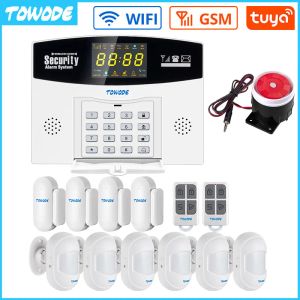 Kits Towode Home Security System Alarm System GSM WiFi SMART TUYA SMART OLOR LCD Display Burglar Wireless Connect Compatible Alexa