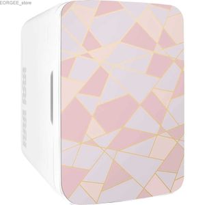 Gefrierschrank 10L Mini Fridg 12V Tragbarer Kühler für warme Getränke Schönheit und Make -up AC/DC Kleine Kältemittel mit Glasfront Fractal Pink Farbe Y240407