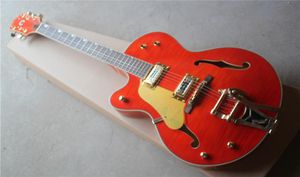 G6120LH semihollow dubbel f ​​hål vänster hand stor rocker elektrisk gitarr tiger rand lönn orange body3893445