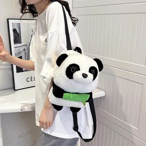 Ryggsäck panda tjej dockor avslappnad plysch barn vuxen mode enkel justerbar rem kawaii flickor pojkar väska
