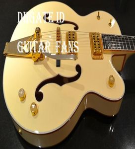 Dream Guitar G61361958 Steven Stills White Falcon Cream White Electric Guitar Hollow Body Double F Holes Bigs Tremolo Bridge4820226