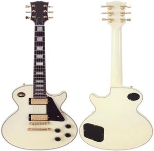 In stock Deluxe personalizzato Deluxe Vintage White Electric Electric Ebony Fret Fret Hardware Gold Chibson OEM Guitars3430272