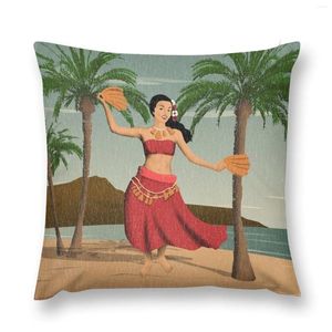 Pillow Hawaiian Vintage Hula Girl Distressed Postcard Throw Cusions Cover Decorative Covers For Sofa