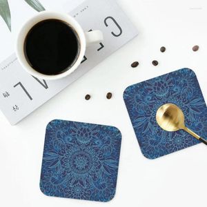 Bord Mattor Cobalt Blue Purple Coasters PVC Leather Placemats Icke-halkisolering Kaffe Hem Kök Matkuddar Set av 4