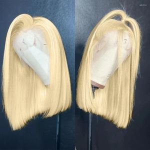 Luvin 13x6 Blond Bob Wig Brazilian Prosty 613 Krótki koronkowy czołowy HD HD Front Human Hair Peruki dla czarnych kobiet