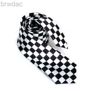 Ties cravatte in poliestere cravatta per collo con piatti a scacchi a pezzi bianchi neri per colletti rimovibili da uomo ACC ACC 240407