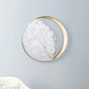 Wall Lamp Nordic Marble Led Modern Circular Wrought Iron Bedroom Bedside Light Corridor Aisle Stairs Indoor Lighting Sconce