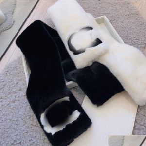 Scarves 2Colors Women Cashmere Fashion Esinger Classic Wool Letter Scarf Fur Winter Long Shawls Thicken Keep Warm 13-90Cm Drop Deliv Dhh6E