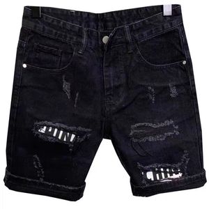 Designer kurze Jeans für Herren Jeans Straight Löcher enge Jeans lässige Sommer -Sommer Hip Hop Street Hose gerissener Patch Brief Print Denim Shorts Boy Cowboy Short Hosen Cee