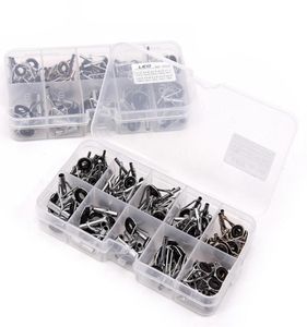 80st Rings Fishing Rod Guide Tip Set Reparation Kit DIY Eye Rings for Fishing Rods rostfritt stålramar med lådor Fiske Tackle214F7350386