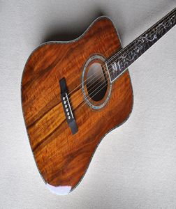 Заводская индивидуальная коричневая 41 -дюймовая акустическая гитара с Acacia Top Solid6 Stringsflower Fret Inlayabalone Bindingcan может быть настроен1514918