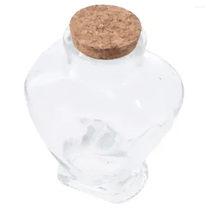 Garrafas com rolhas de cortiça garrafa em forma de coração limpa pequenos desejos de vasos de brota portáteis