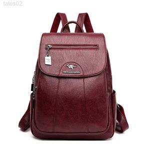 Multifunktionsbeutel Damen Rucksack 2022 Neue hochwertige Softleder-Freizeitreise große Kapazität Schultasche Jugend Mädchen Schwarzer Mochila YQ240407