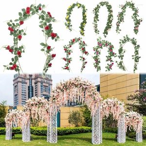 Flores decorativas Arco de casamento Ornamento de 178cm Artificial Rose Flower Vine Videlike Greenery Folhas de parede Planta de guirlanda pendurada