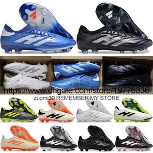 Invia con la qualità della borsa 2024 Nuovi scarpe da calcio Copa Pure 2 FG Soccer Soccer Mens Firm Ground Morbing Leather Cefing Allenamento Pure.1 Scarpe da calcio LACEless US 6.5-11.5