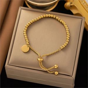 Braccialetti Link Anenjery 316L perle a sfere inossidabile tirano il braccialetto per donne a tag alla moda semplice della moda quotidiana