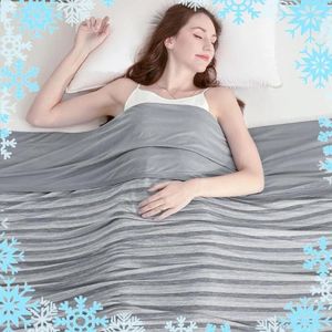 Blankets Cooling Throw Blanket Double Sided Cold Effect Lightweight Breathable Summer For Couch Keep Body Cool 50"x70"