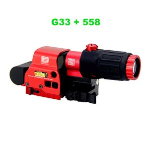 Tactical G33 and 558 COMBO 558 Red Green Dot Sight G33 3x Magnifier Scope with Switch to Side STS Quick Detachable Mount Hunting Rifle Optics