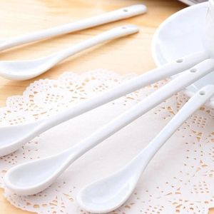 Coffee Scoops Long Handle Creative Ceramic Stirring Spoons White Porcelain Espresso Mixing Scoop