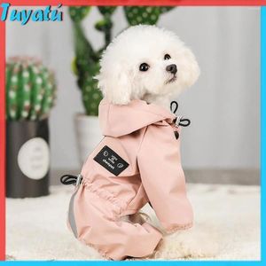 Abbigliamento per cani Raincoat rosa per piccolo cappotto blu regolabile per PU con cappuccio impermeabile con cinghia riflettente orsacchiotto