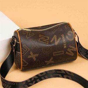 Lady Boston Bags Spring Summer Cylinder Bag Fashion Versatile Casual One Shoulder Crossbody Round Bucket Women's Letter