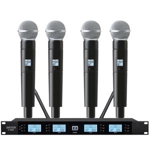 Microfones Professional Wireless Microphone 4Channel Handheld Microphone Lavalier Condenser Microphone Family Karaoke Stage Microphone