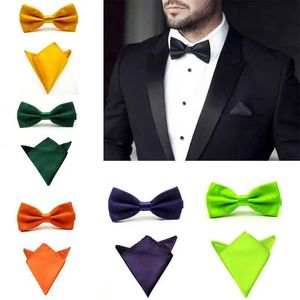 Bow Ties Silver Solid Business Bow for Men Retro Purple Chuck Former and Novel Tie Black Wedding Bow Pocket Square Handicraft Set C240412