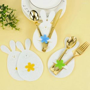 Party Decoration 5Pcs Easter Knife Fork Holder Pocket Felt Cutlery Bag Happy Dinner Table Decorations Tableware Cover 2024