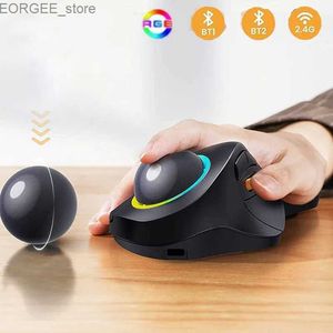 Möss Seenda Bluetooth RGB Trackball Mouse 2,4 GHz Trådlös fingerkontroll Laddningsbar ergonomisk bakgrundsbelyst rullbollsmöss för MAC iPad Y240407