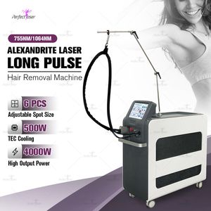 Alexander Hair Removal Laser Machine Price 755nm 1064nm Long Pulse Equipment Optional Air Cooler Machine 4-14nm Spot