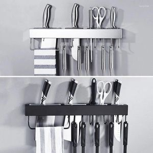 Kök förvaring rostfritt stål rack för skafferi alla knivar hylla med krok skivas soppa slevhackblock hållare tillbehör
