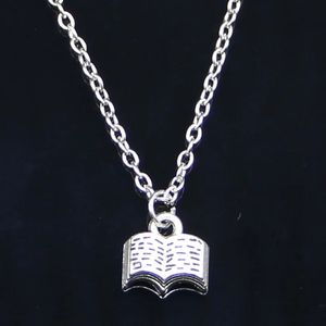 Naszyjnik mody 20pcs 11 mm Otwarta Książka Święta Książka Biblia Krótkie długie kobiety mężczyźni Colar Prezent Choker 240407