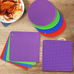 Masa Paspasları 2pcs Çok Fonksiyonlu Isıya Dayanıklı Silikon Mat Trivet İçecek Kupa Baraç Pok Tutucu Placemat Mutfak Aksesuarları