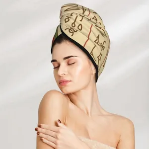 Toalha Magic Microfiber Cap engraçado Hieróglifos egípcios Cha cabelo seco de Hieróglifos egípcios Secagem rápida Lady Turban Head