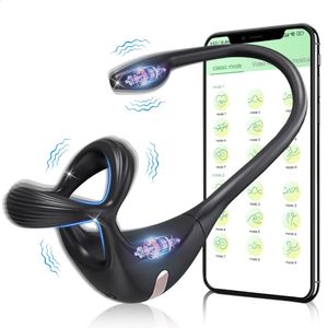 2 in 1 Penis Ring Prostate Massager Vibrator Sex Toy for Men Man Gay APP Anal Butt Plug Perineum Stimulator Male Masturbator 240326