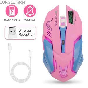 Mice Rechargeable Wireless Mouse Silent Mouse Luminous DVA Computer Gaming Mouse 2400DPI for PC Notebook Computers RGB Light Y240407