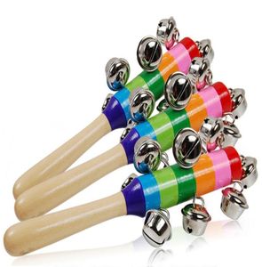 Baby Musical Instruments Toys Rattle Rainbow com Bell Orff Educational Wooden Activity Bell Stick Shaker Gifts8746172