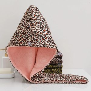 Towel Leopard Print Thickened Microfiber Absorbent Quick-drying Headscarf Ladies Coral Fleece Bathroom Shower Cap Dry Hair