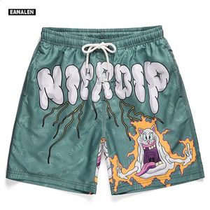 Demon Cartoon Graphic Beach Beach Pants Mens Street Hiphop Yüksek Dans Şortu Sörf Sporları Basketbol S 240407