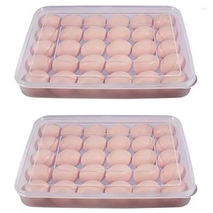 Kitchen Storage Egg Container Refrigerator Deviled Tray Carrier With Lid For 60 Eggs - Plastic Fridge Stackable Portable 2 Pack