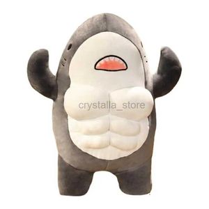 Filmer TV Plush Toy Buff Shark Plush Cartoon Muskel Shark fylld Ocean Whale Fish Toy 17.7in Whale Shark Plush Doll Toy Shark Pillow for Girl Friend 240407