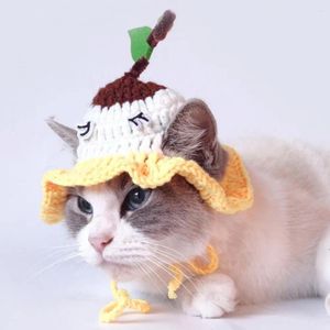 Dog Apparel Pet Hat Lace-up Design Knitted Hats For Cats Dogs Head Cover Dress Pography Cosplay Parties Adjustable