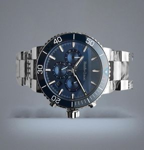 2021 Keramiklünette Herren Sport Uhren Blaues Gesicht VK 63 Quarz Bewegung Armbandanwenden Chronograph Uhr 46mm Schwarzes Date Metal Montre 1821606