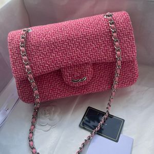 Woc Wool Bag Designer damska torba na ramiona wełna tweed flip srebrny sprzęt złota c przycisk luksusowa torba crossbody matelasse torba makijażowa torby moda 25 cm torebka