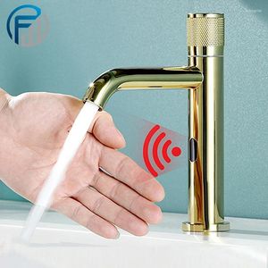 Bathroom Sink Faucets Golden Smart Sensor Basin Faucet Automatic Cold Water Only Manual/Induction Control