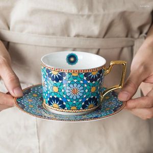 マグカップヨーロッパスタイルの小さな高級コーヒーカップ料理茶セットモロッコイン英語の午後