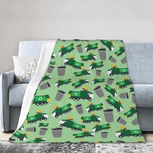 Blankets Recycling Garbage Truck Pattern Soft Warm Flannel Throw Blanket Bedspread For Bed Living Room Picnic Travel Home Sofa